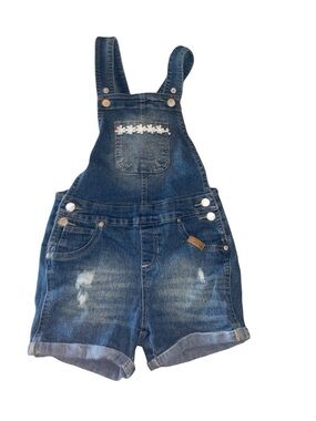 Joes jeans Denim Girls' Daisy Embroidery Floral Short Overalls Jean romper